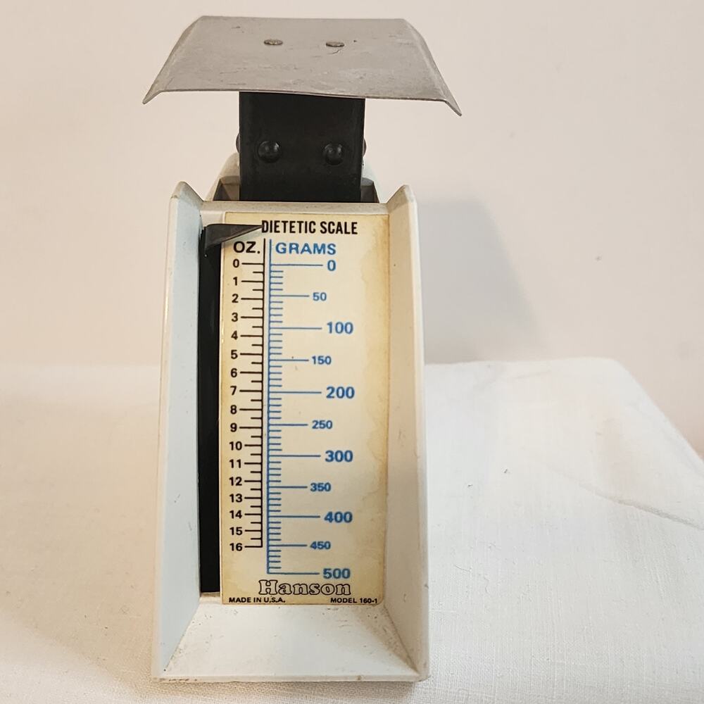 Vtg Hanson Dietetic Kitchen Scale Model 160-1 16oz 500g USA Retro Weight Tool